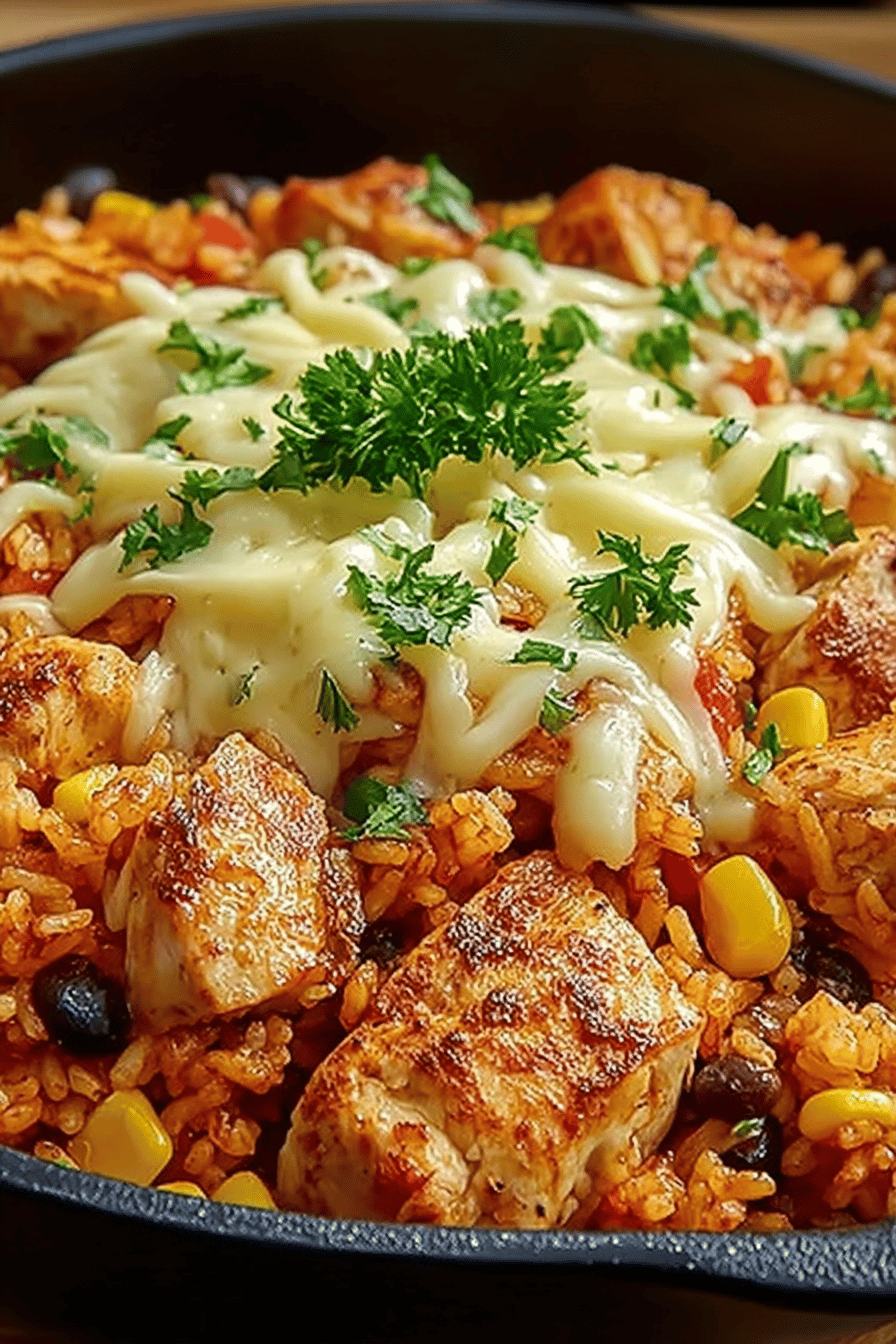 Delicious Crazy Chicken: Mexican-Style Chicken and Rice with Cheese Recipe final dish beautifully presented and ready to serve