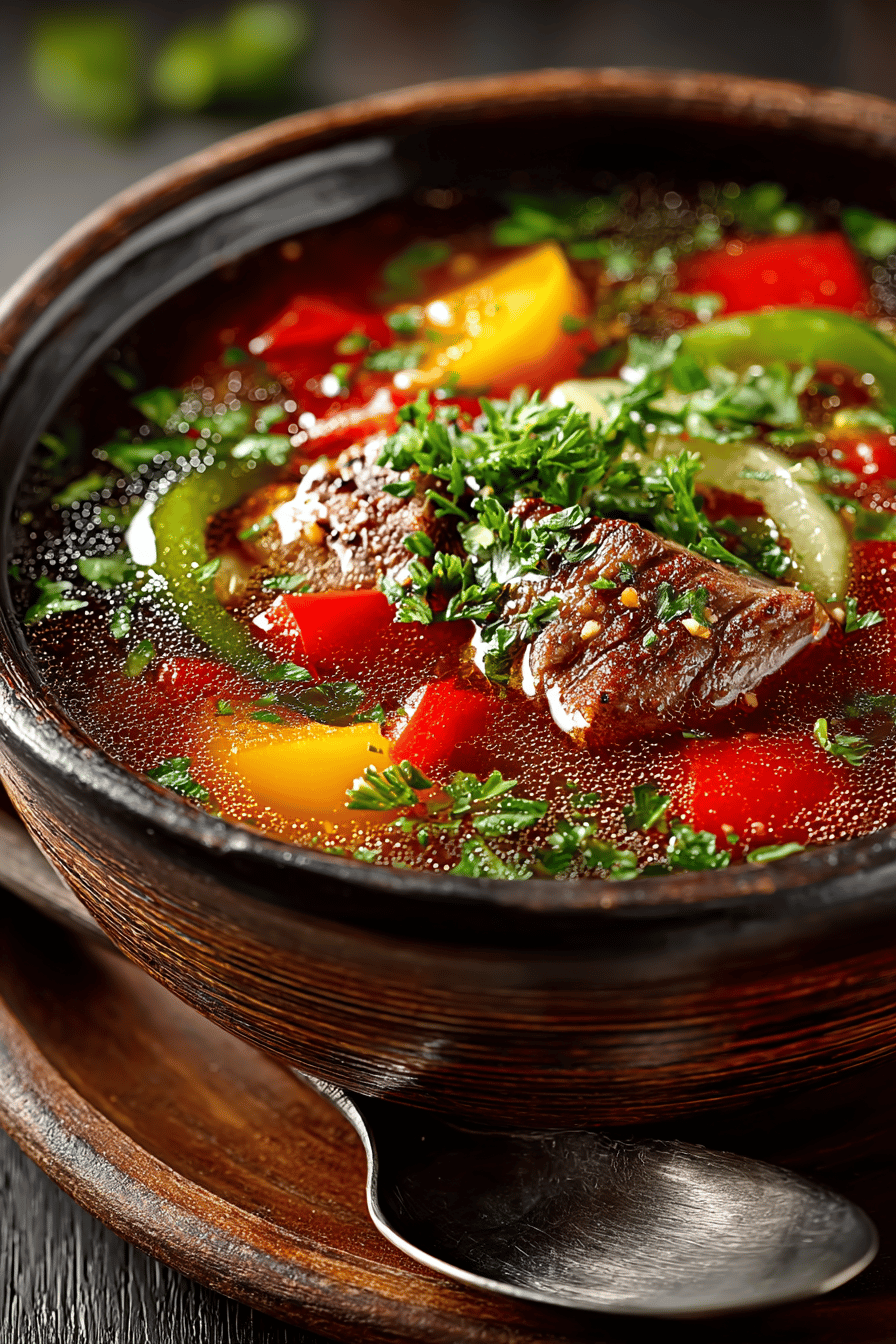 Delicious Vegetable Beef Soup Recipe at RecipesFiber slice on plate showing perfect texture and swirl pattern