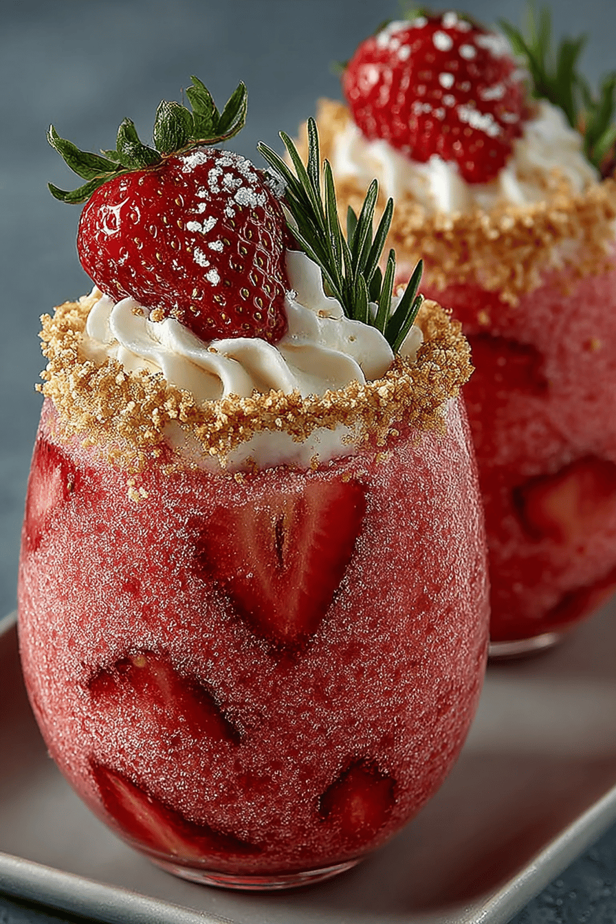 Easy Frozen Strawberry Dessert Recipe slice on plate showing perfect texture and swirl pattern