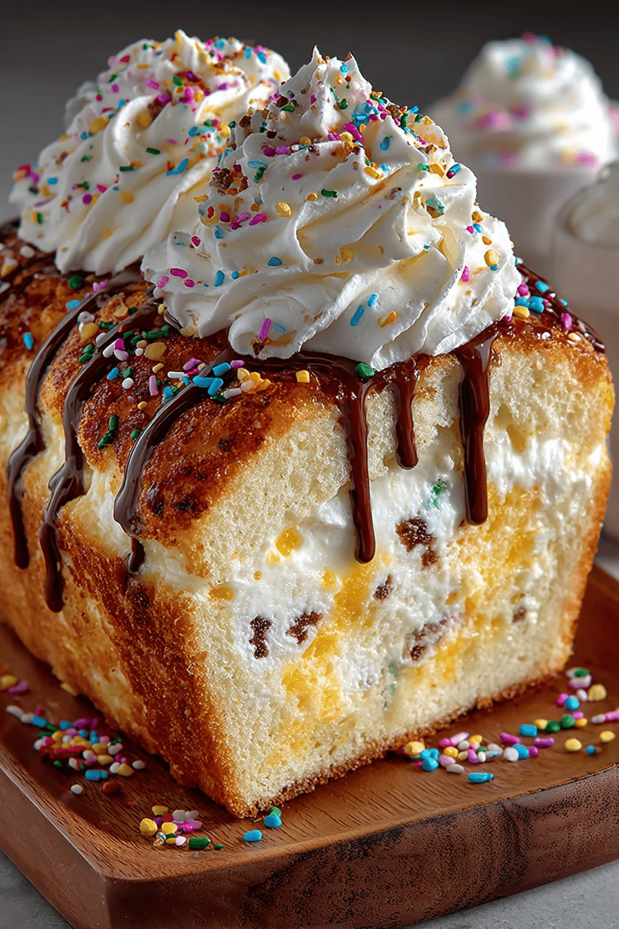 Easy Ice Cream Bread Recipe slice on plate showing perfect texture and swirl pattern