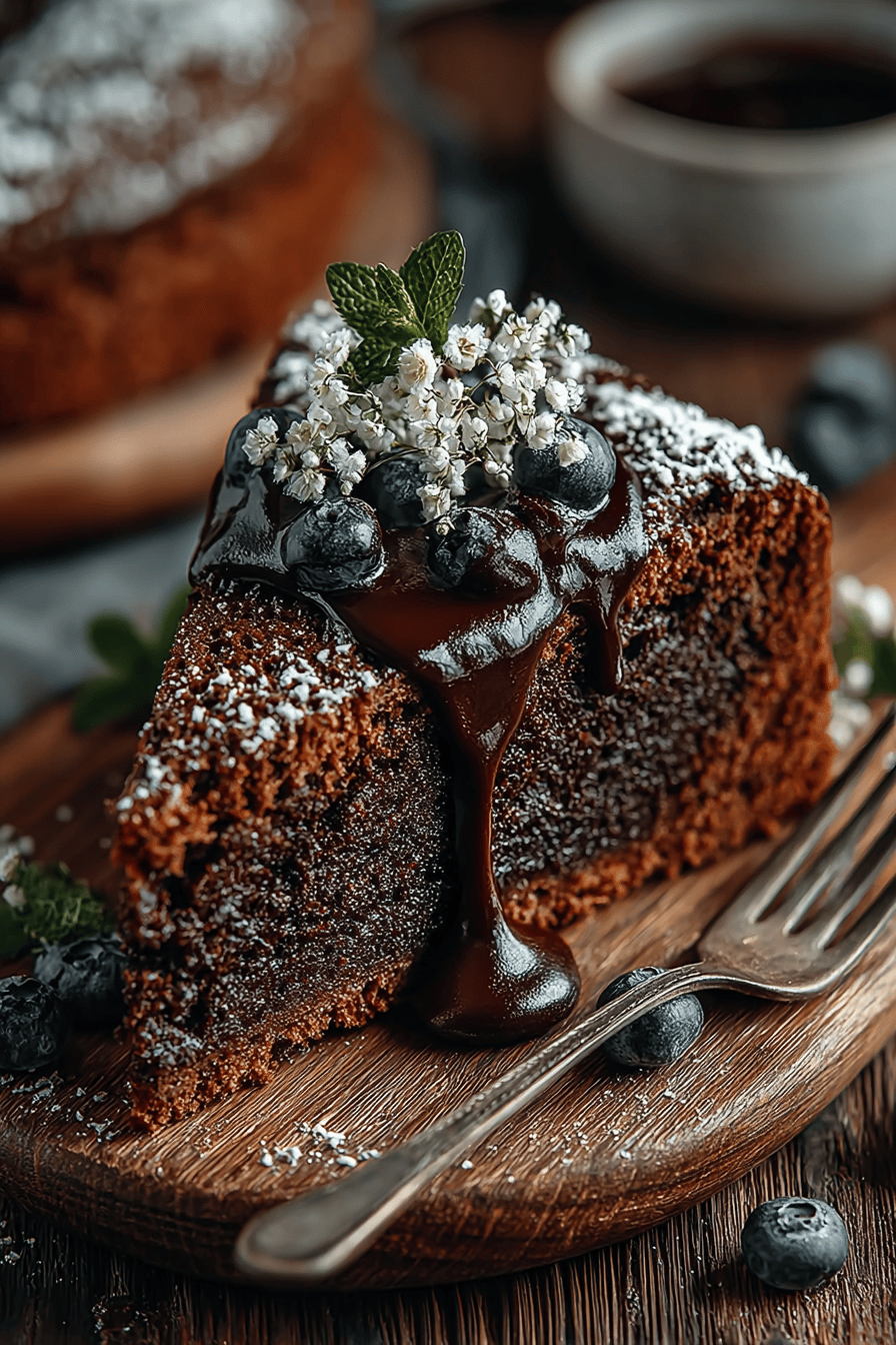 Easy and Delicious Vegan Chocolate Cake Recipe slice on plate showing perfect texture and swirl pattern