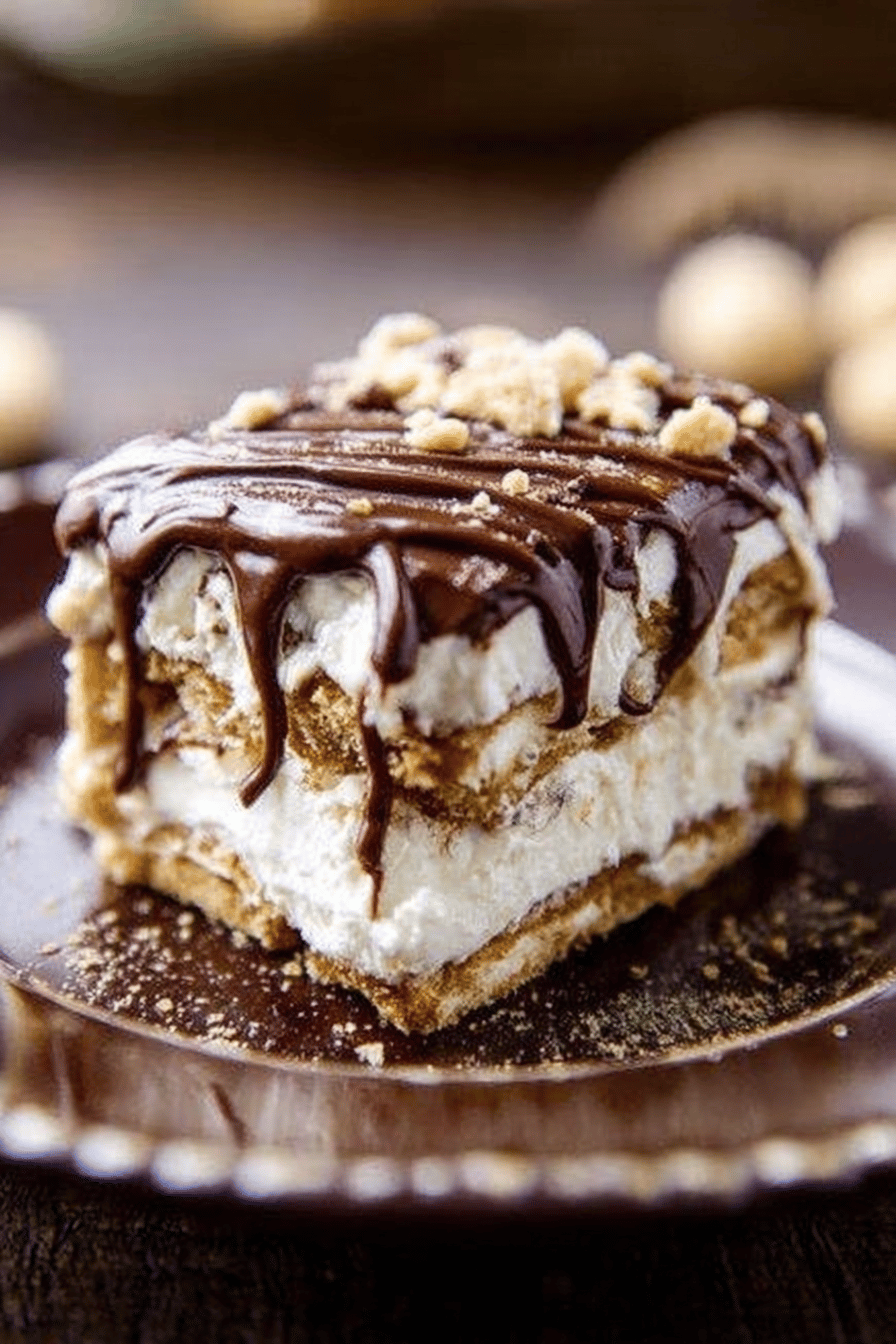 Eclair Ice Box Cake Recipe final dish beautifully presented and ready to serve