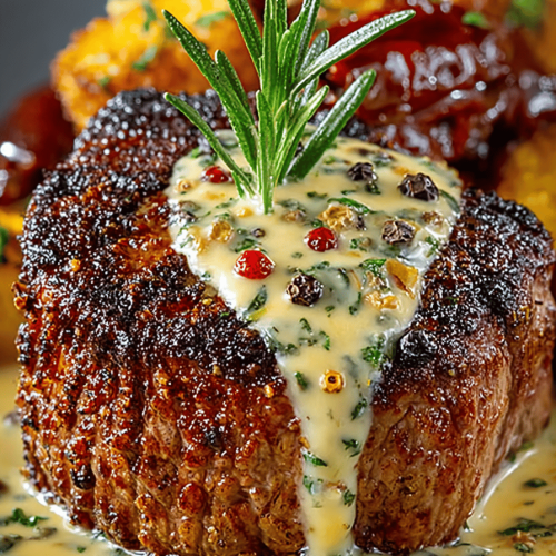 Exquisite Seared Filet Mignon with Shallot Peppercorn Cream Sauce Recipe
