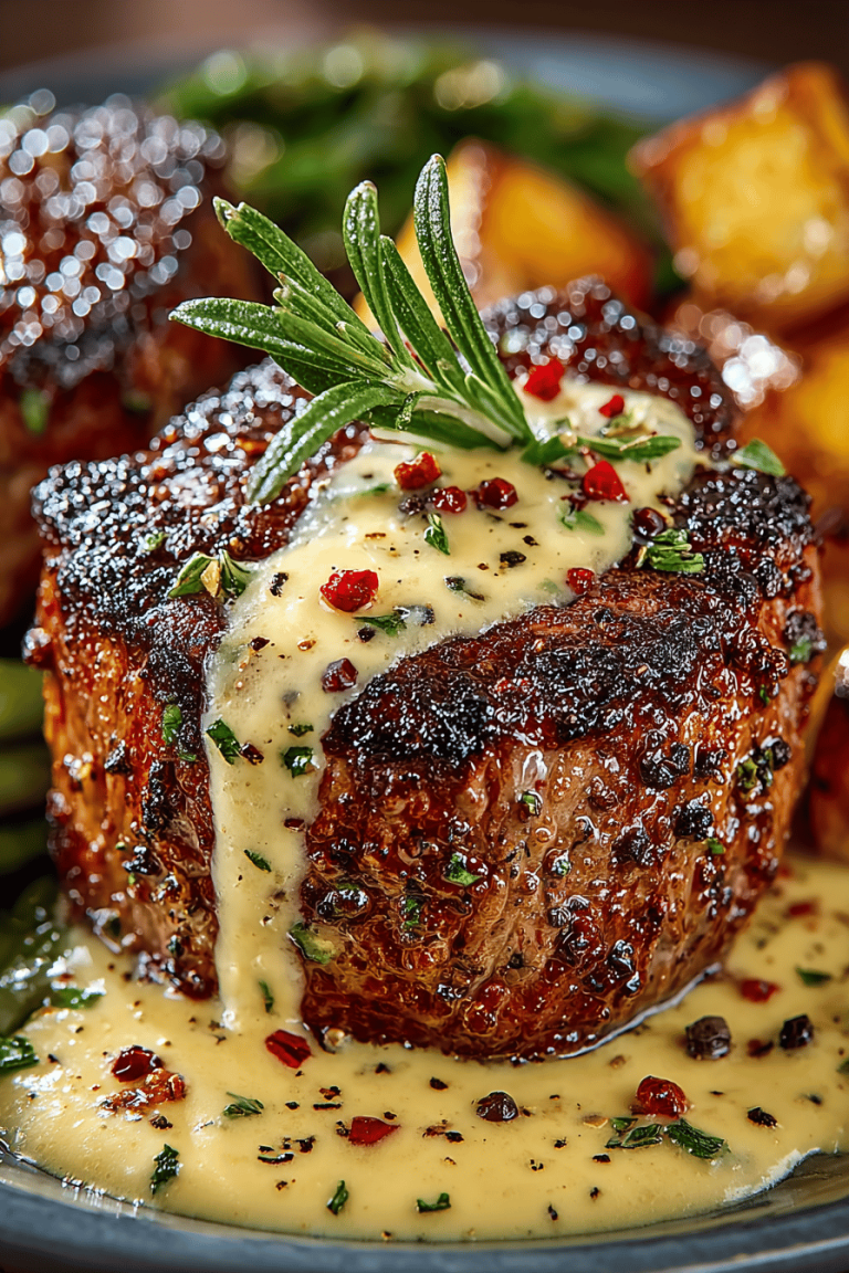 Exquisite Seared Filet Mignon with Shallot Peppercorn Cream Sauce Recipe
