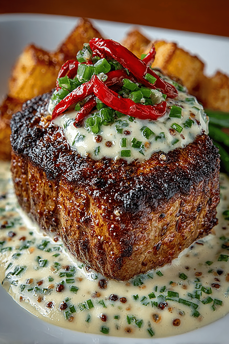 Exquisite Seared Filet Mignon with Shallot Peppercorn Cream Sauce Recipe ingredients organized and measured on kitchen counter