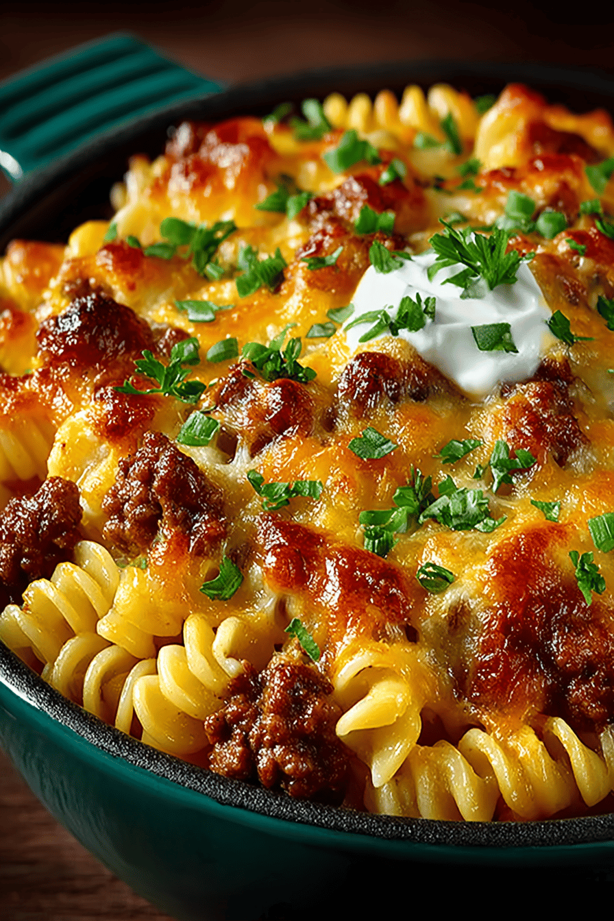 Five-Ingredient Ground Beef Casserole Recipe final dish beautifully presented and ready to serve