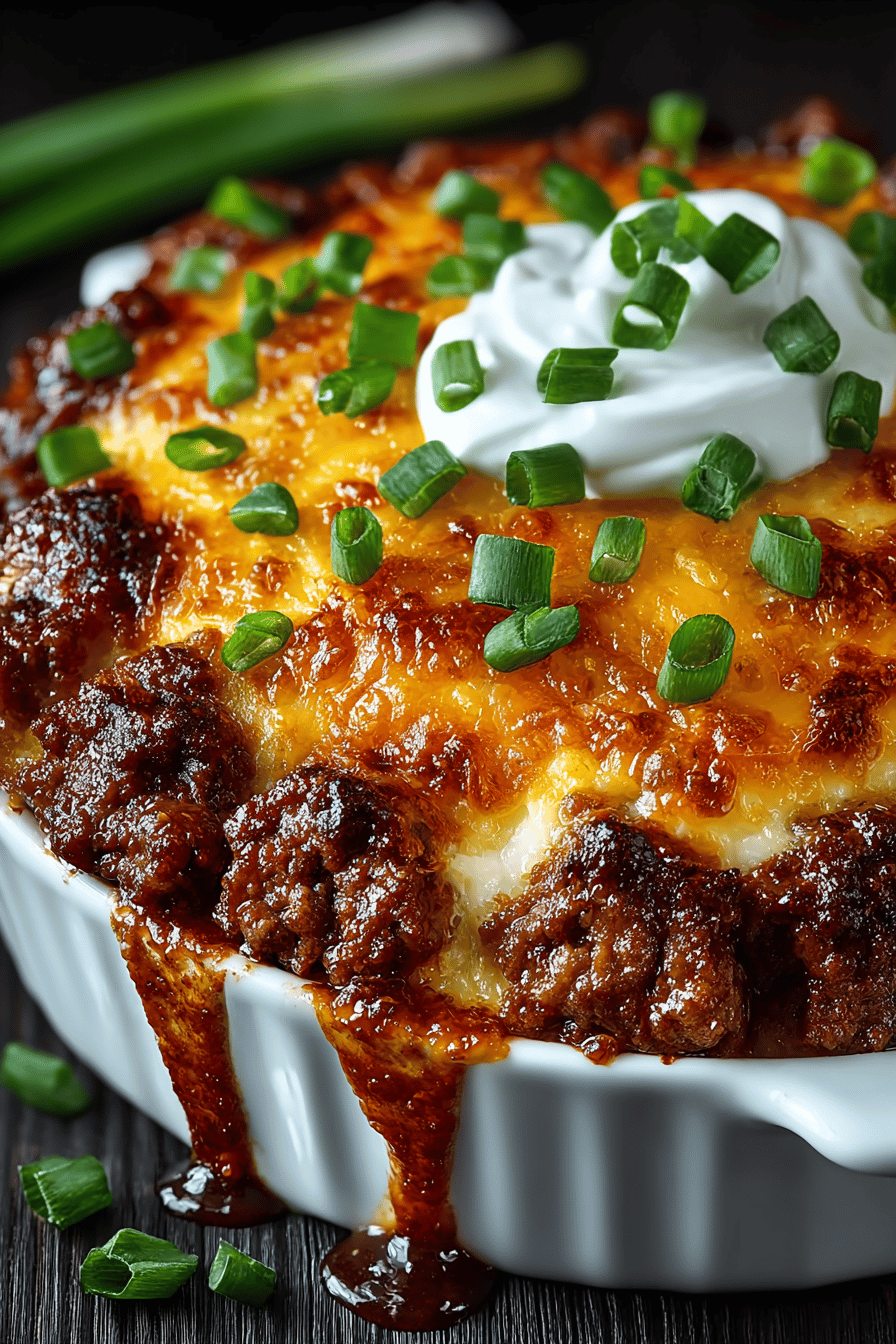 Five-Ingredient Ground Beef Casserole Recipe slice on plate showing perfect texture and swirl pattern