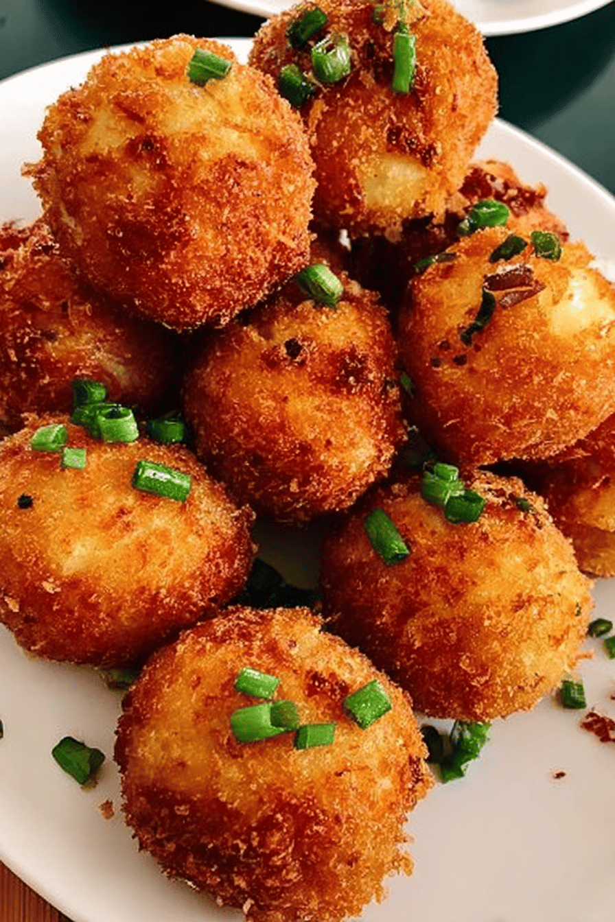 Fried Mashed Potato Balls Recipe final dish beautifully presented and ready to serve