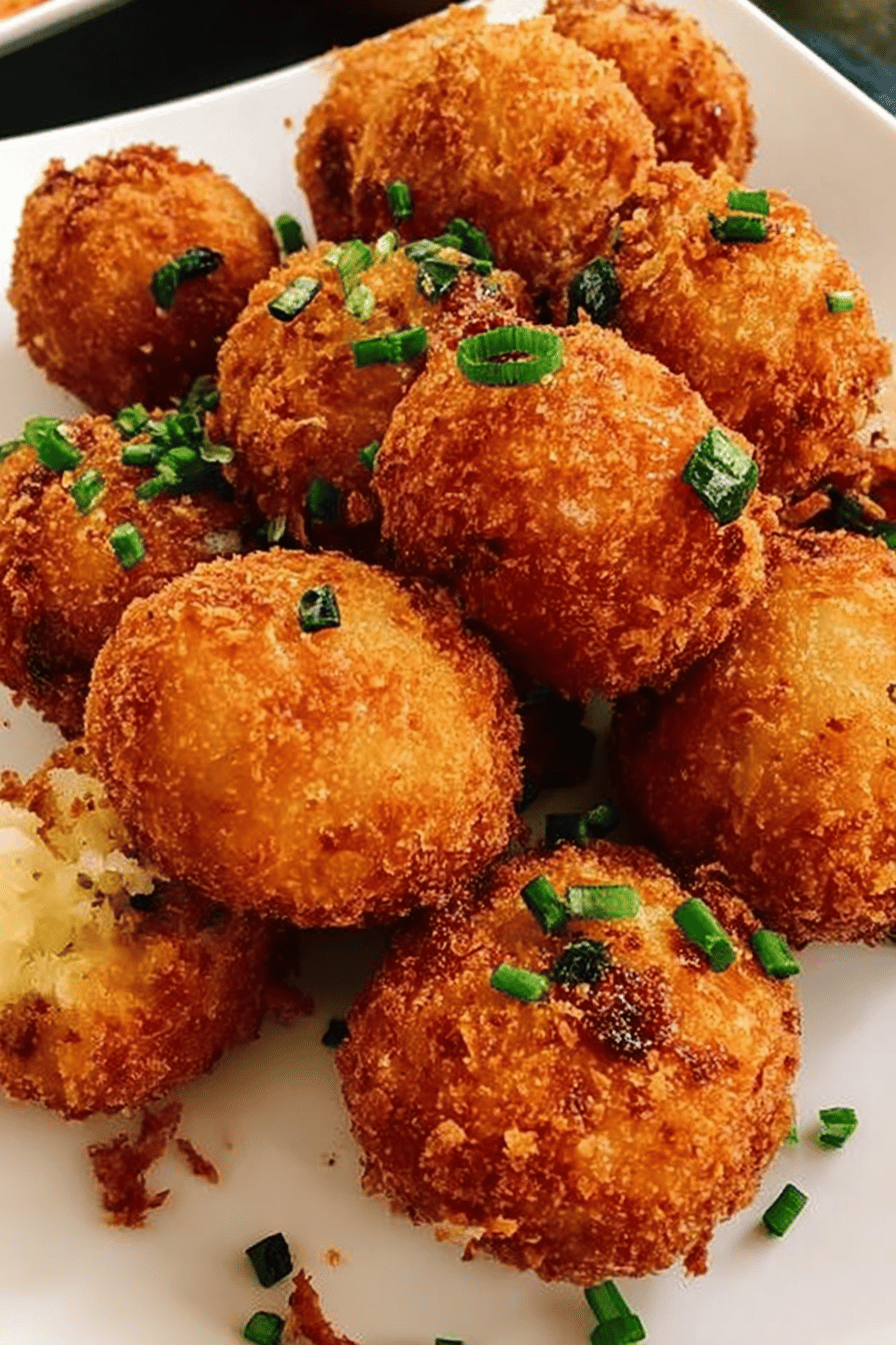 Fried Mashed Potato Balls Recipe slice on plate showing perfect texture and swirl pattern