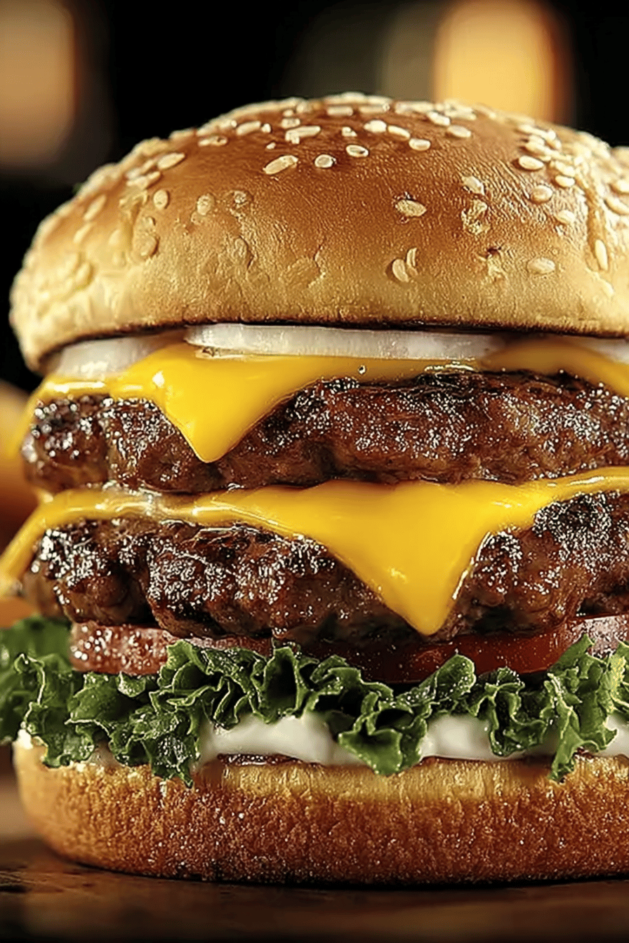 Garlic Double Steakburger Recipe Inspired by Steak 'n Shake slice on plate showing perfect texture and swirl pattern