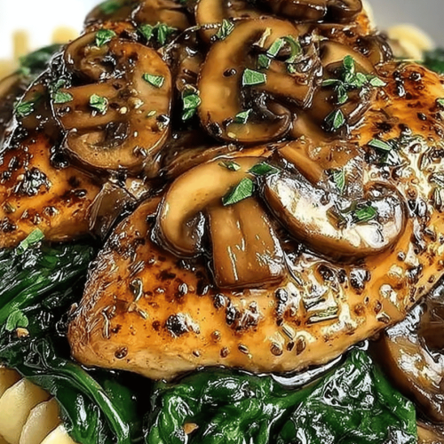 Garlic Mushroom Chicken and Spinach Savory Recipe