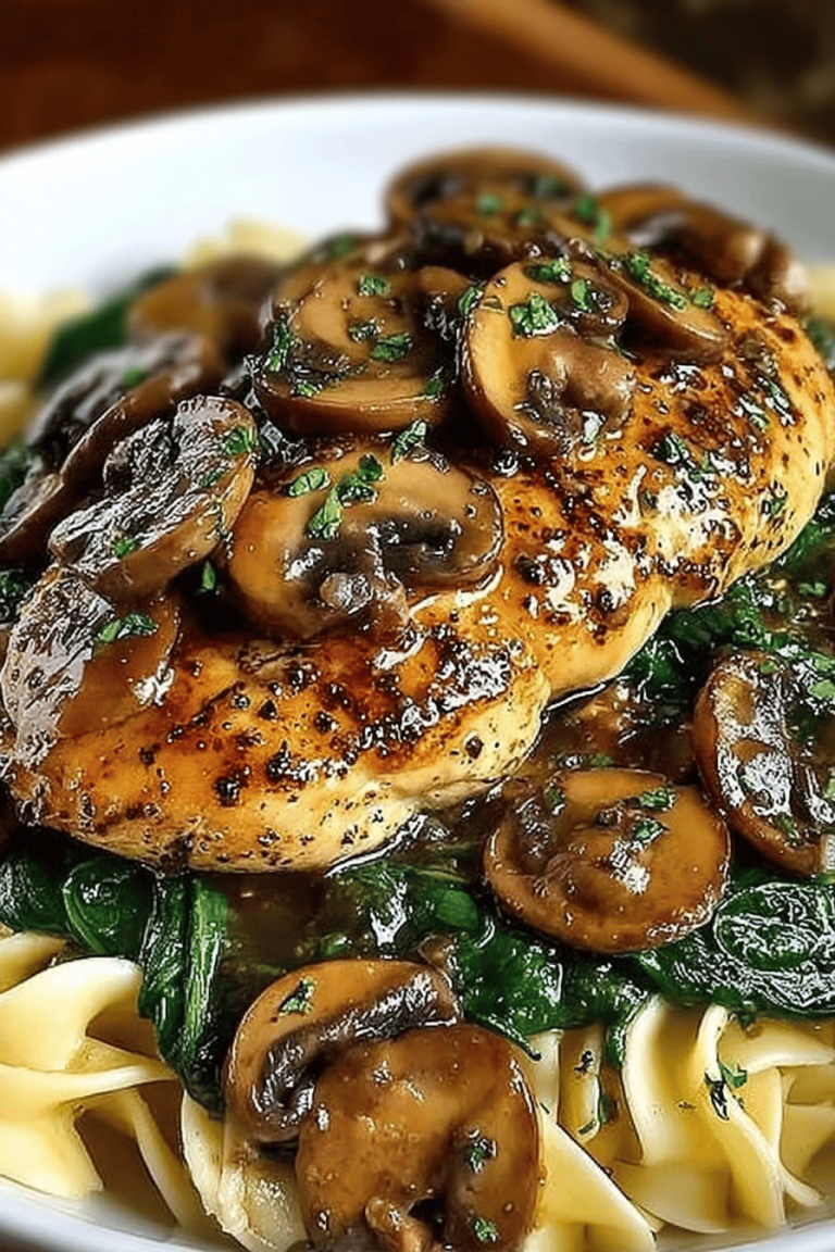 Garlic Mushroom Chicken and Spinach Savory Recipe