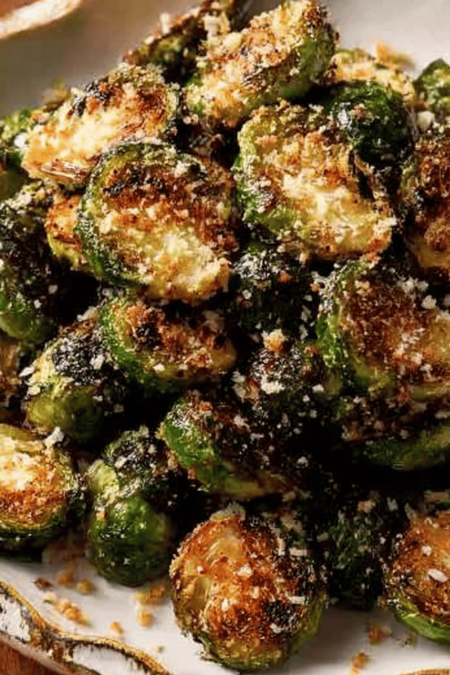 Garlic Parmesan Roasted Brussels Sprouts Recipe ingredients organized and measured on kitchen counter