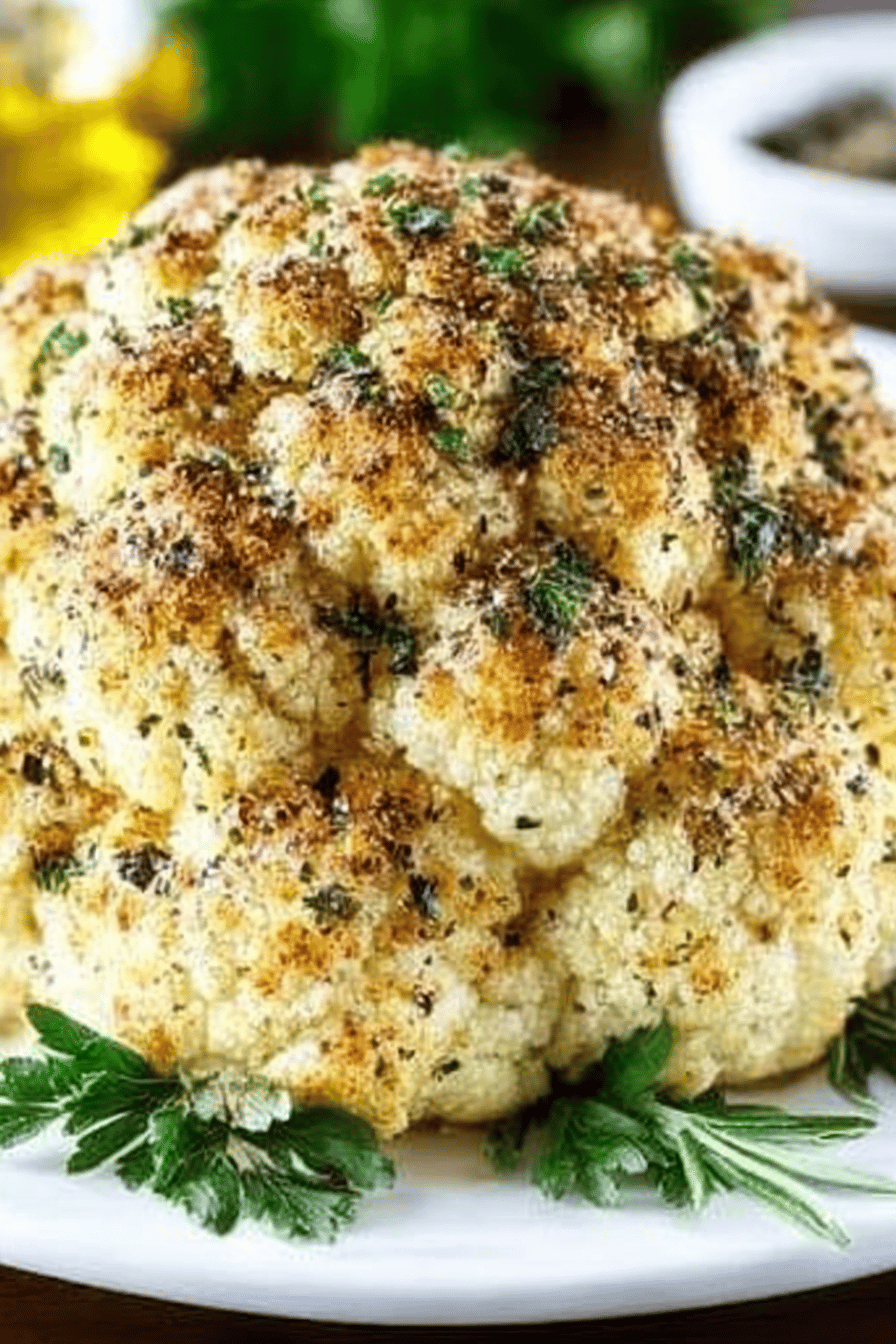 Garlic and Herb Whole Roasted Cauliflower Recipe