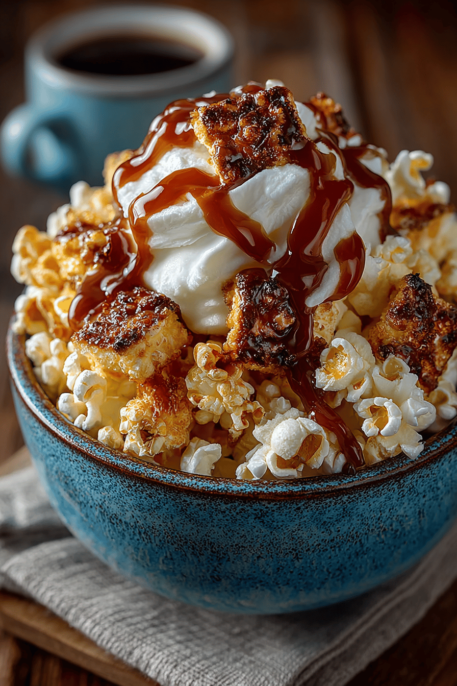 Gooey Marshmallow Caramel Popcorn Recipe final dish beautifully presented and ready to serve
