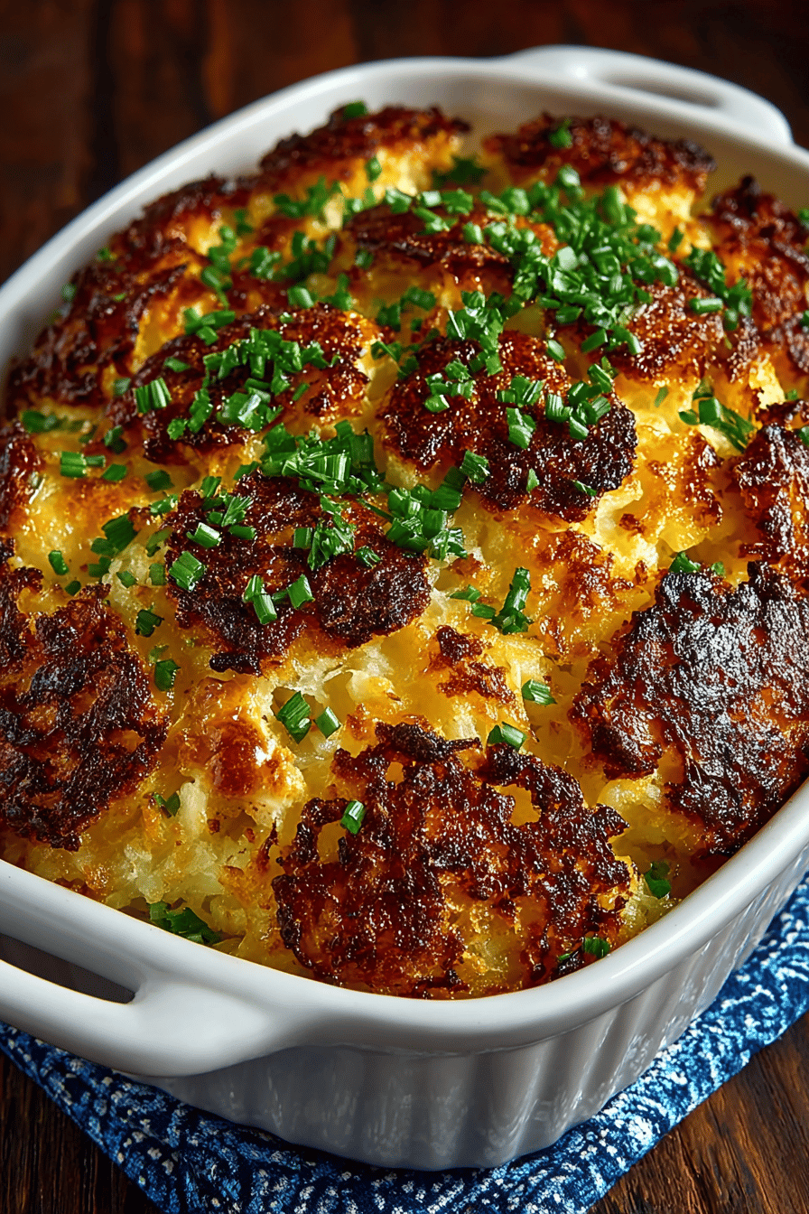 Hash Brown Chicken Casserole Recipe final dish beautifully presented and ready to serve