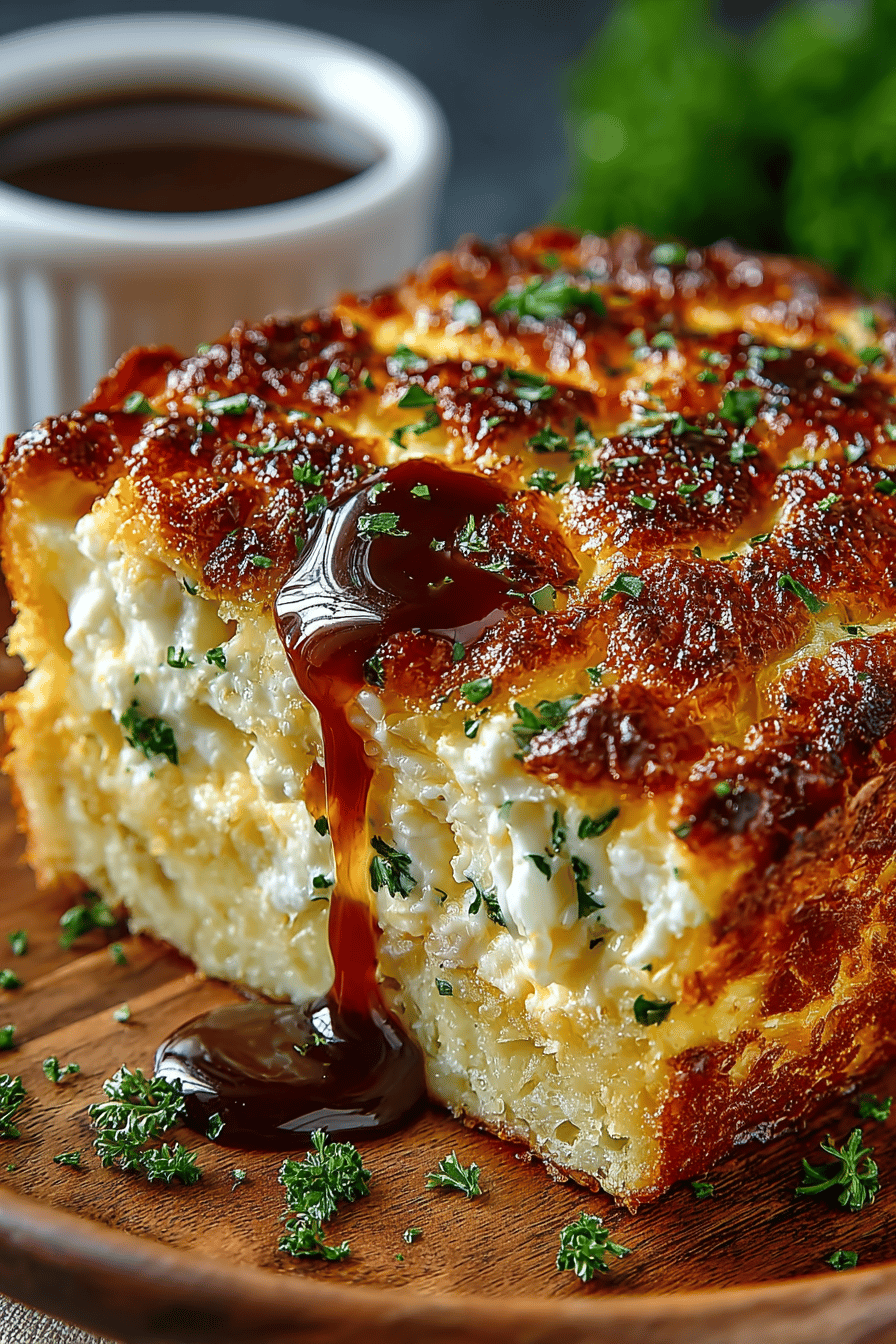 Hashbrown Breakfast Casserole Recipe slice on plate showing perfect texture and swirl pattern