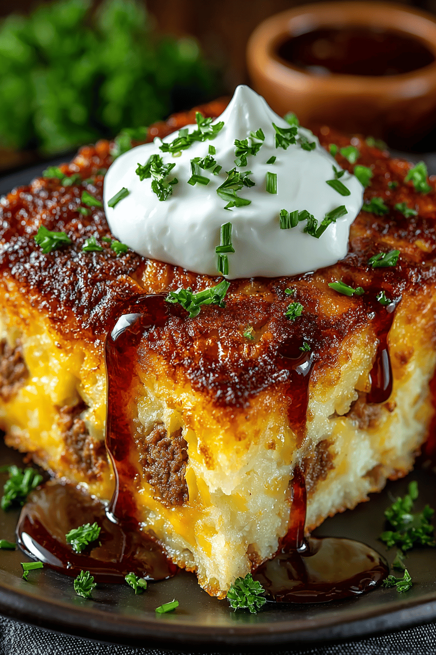 Hashbrown and Ground Beef Casserole Recipe final dish beautifully presented and ready to serve