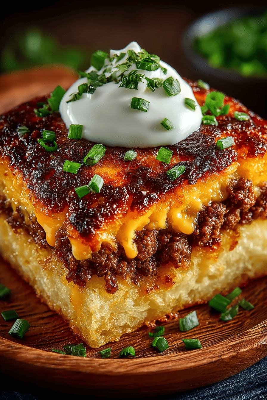 Hashbrown and Ground Beef Casserole Recipe slice on plate showing perfect texture and swirl pattern