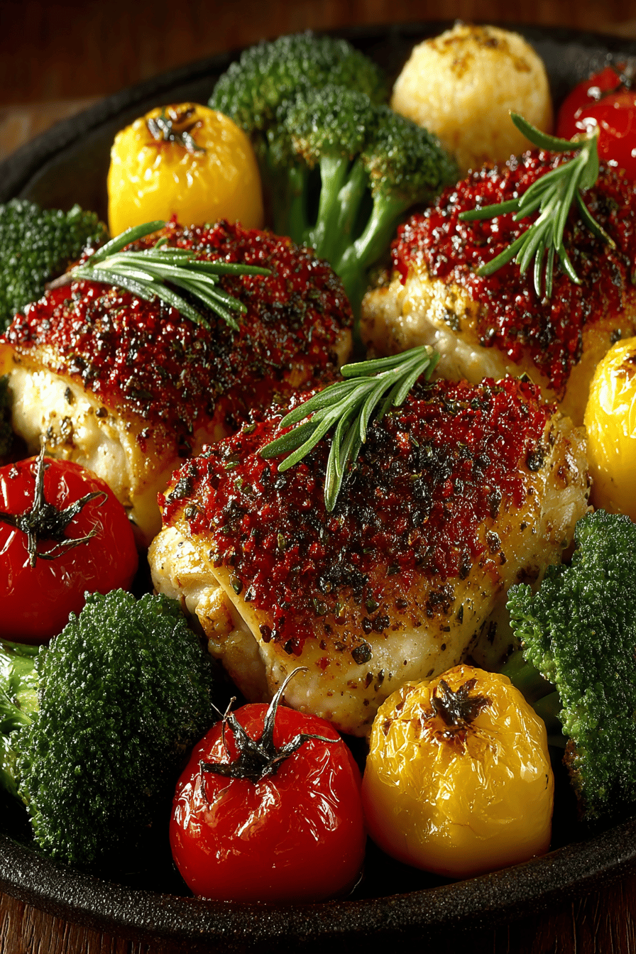 Healthy Roasted Chicken and Vegetables Recipe from RecipesFiber final dish beautifully presented and ready to serve