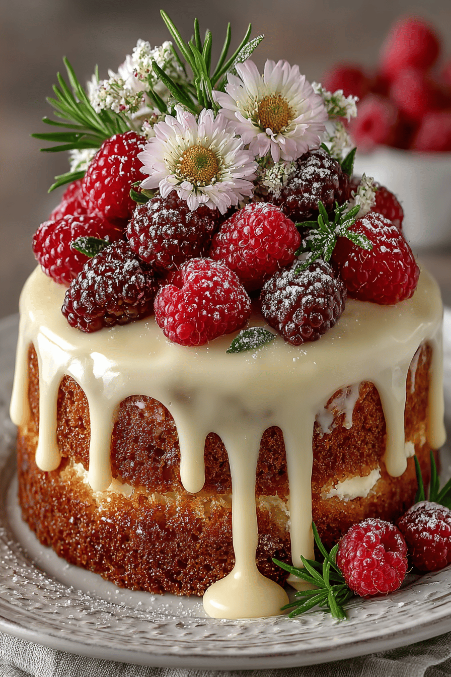 Heavenly White Chocolate Raspberry Cake Recipe slice on plate showing perfect texture and swirl pattern
