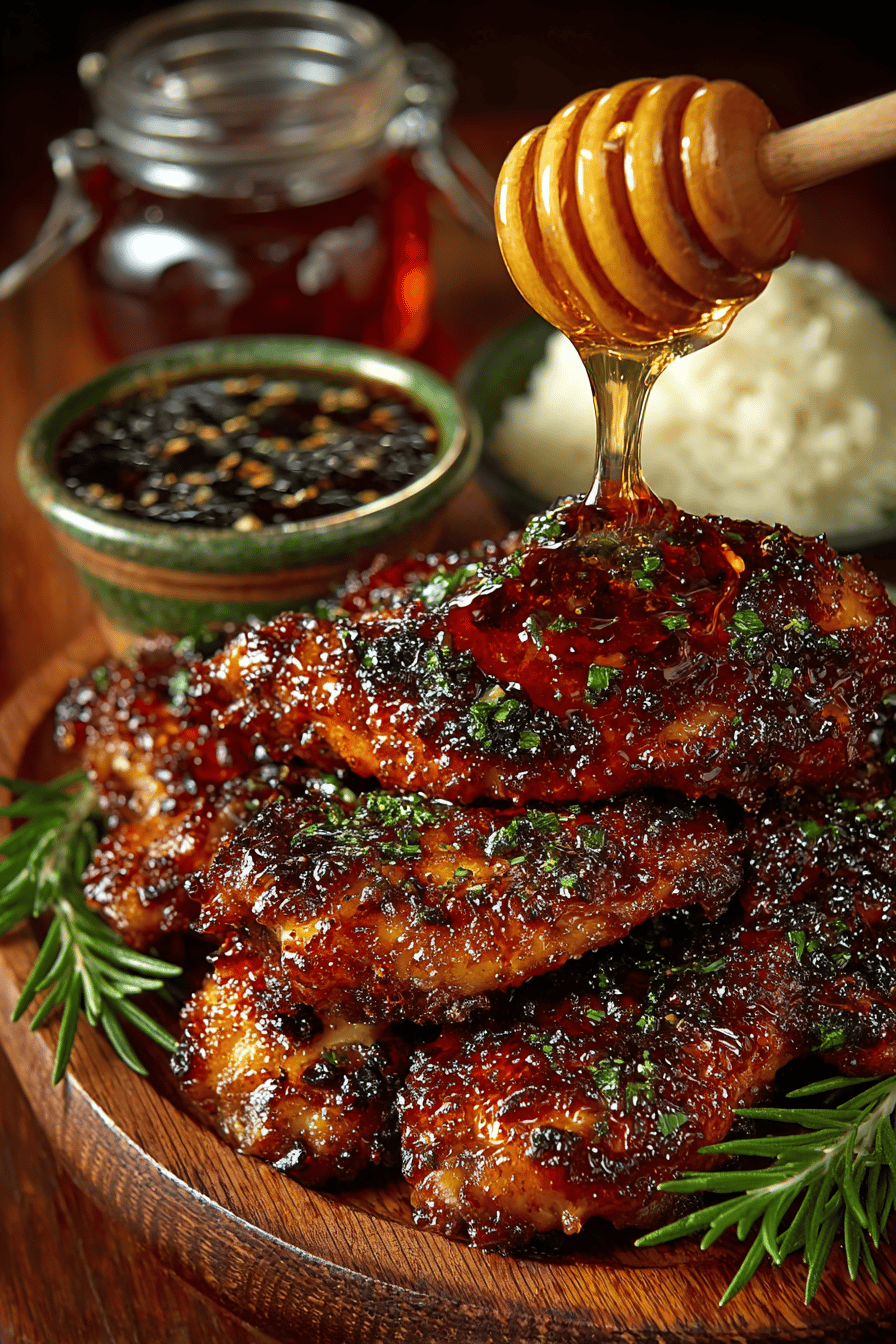 Honey Bourbon Chicken Wings Recipe final dish beautifully presented and ready to serve