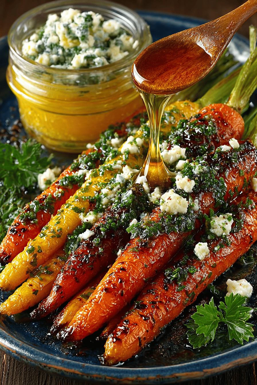 Honey Garlic Butter Roasted Carrots Recipe ingredients organized and measured on kitchen counter