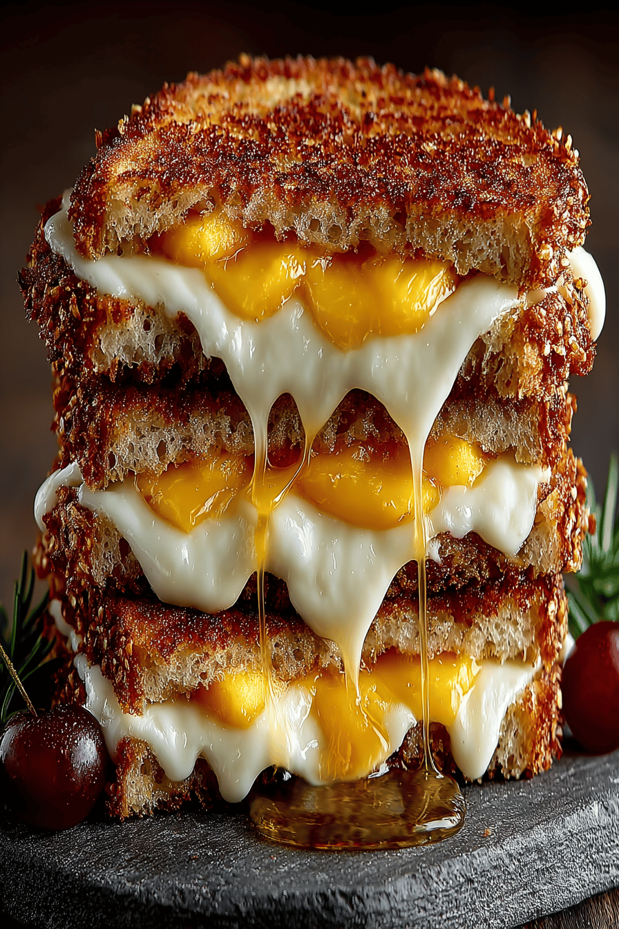 Honey Peach and White Cheddar Grilled Cheese Recipe