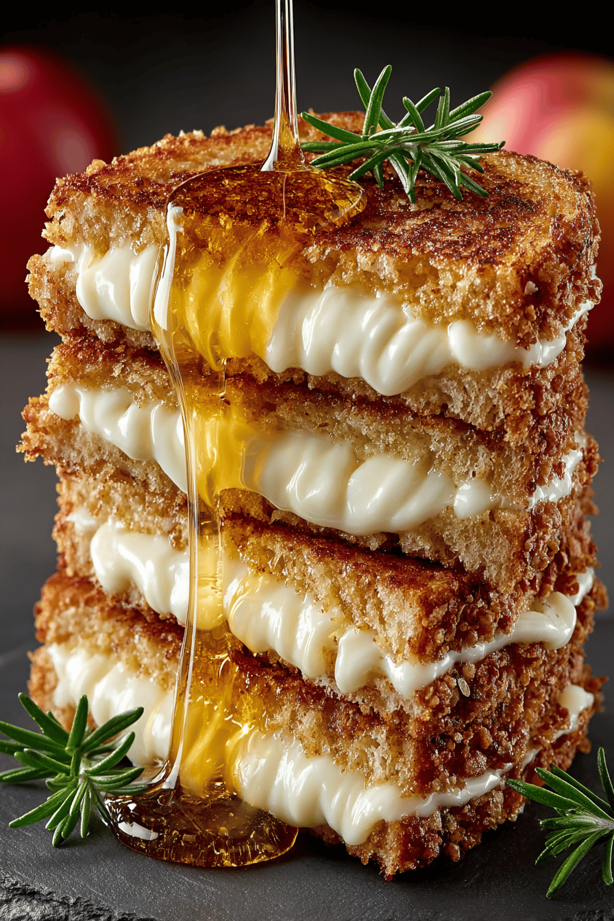 Honey Peach and White Cheddar Grilled Cheese Recipe final dish beautifully presented and ready to serve