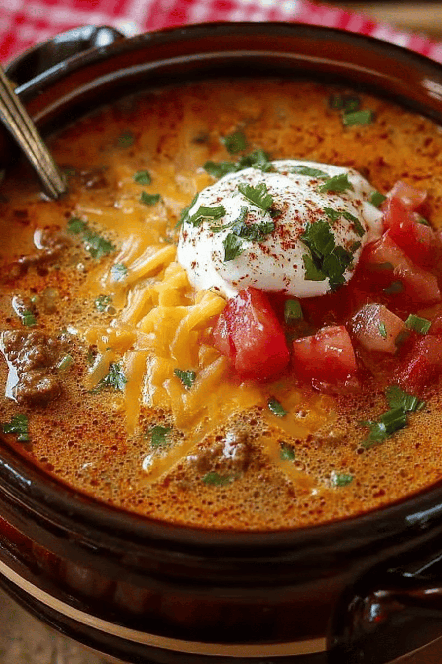 How to Make Creamy Beef Taco Soup at Home slice on plate showing perfect texture and swirl pattern