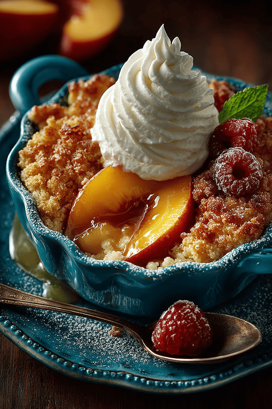 How to Make Delicious Peach Cobbler Using Canned Peaches final dish beautifully presented and ready to serve