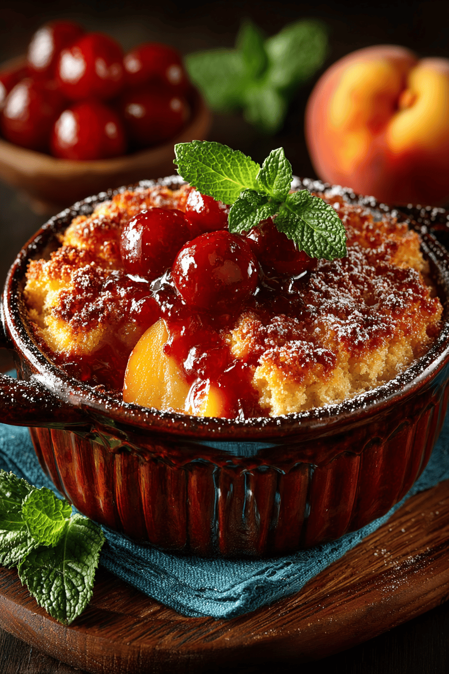 How to Make Delicious Peach Cobbler Using Canned Peaches slice on plate showing perfect texture and swirl pattern