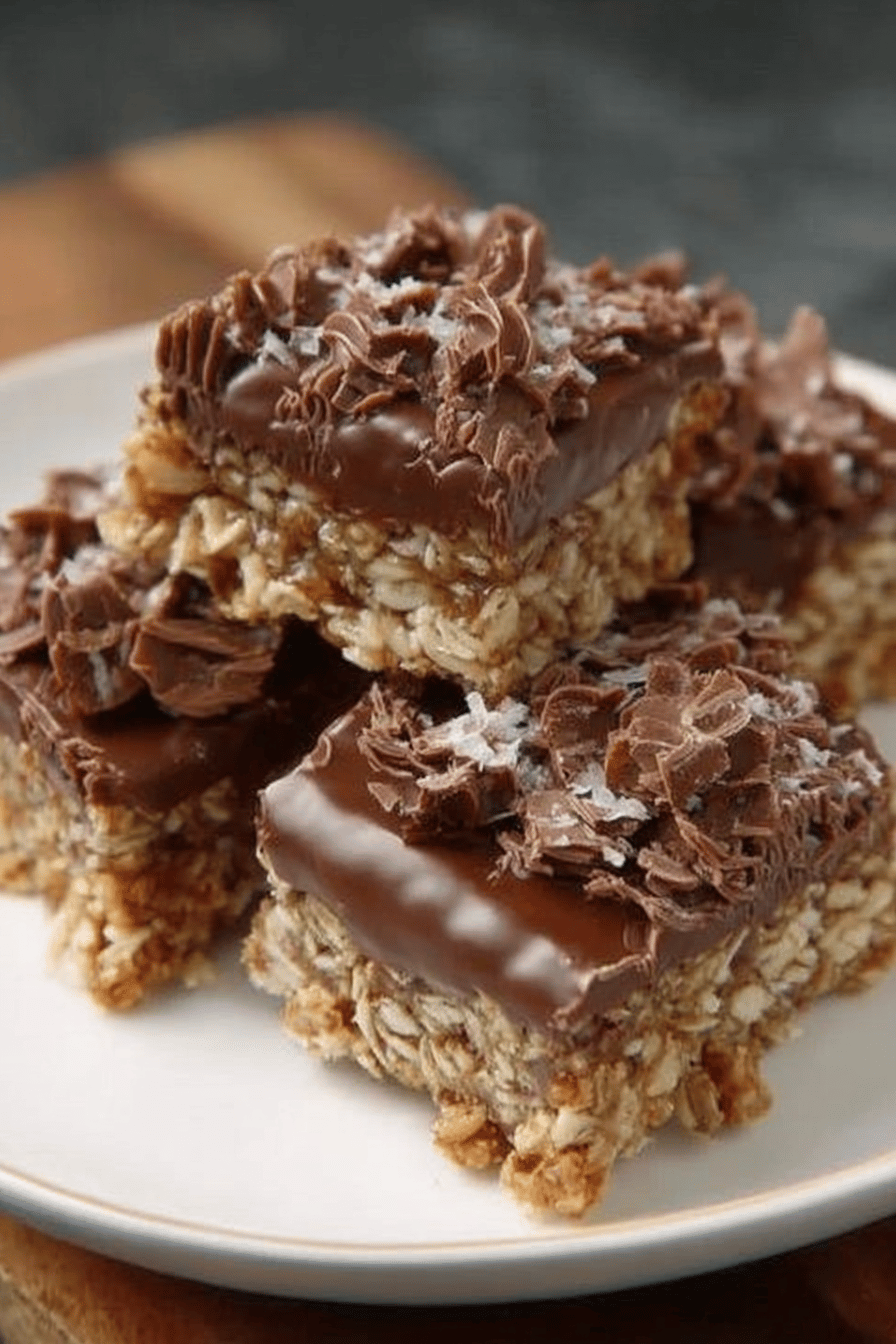 How to Make No-Bake Chocolate Oat Bars at Home slice on plate showing perfect texture and swirl pattern
