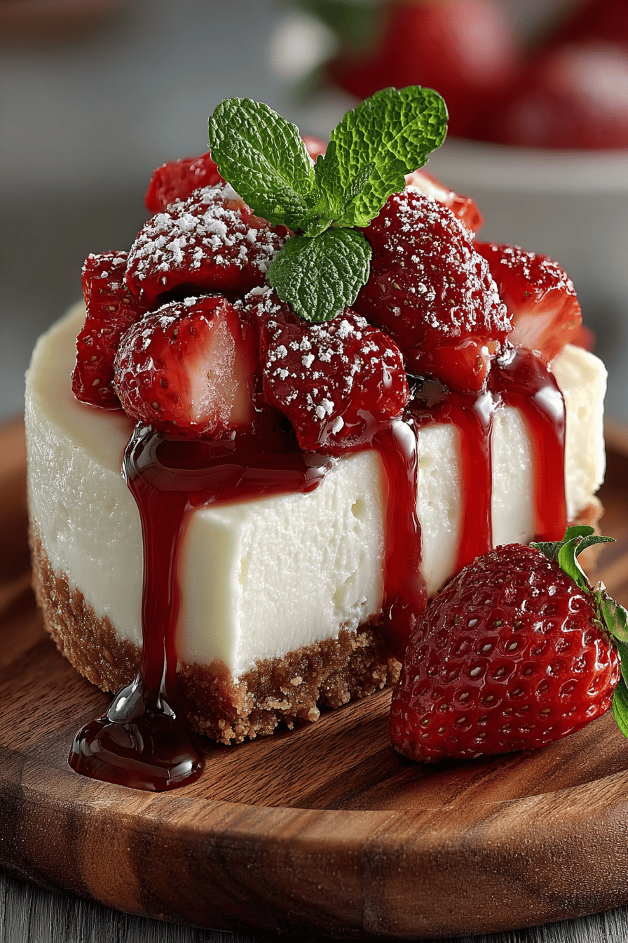 How to Make No-Bake Strawberry Cheesecake A Simple Recipe Guide slice on plate showing perfect texture and swirl pattern