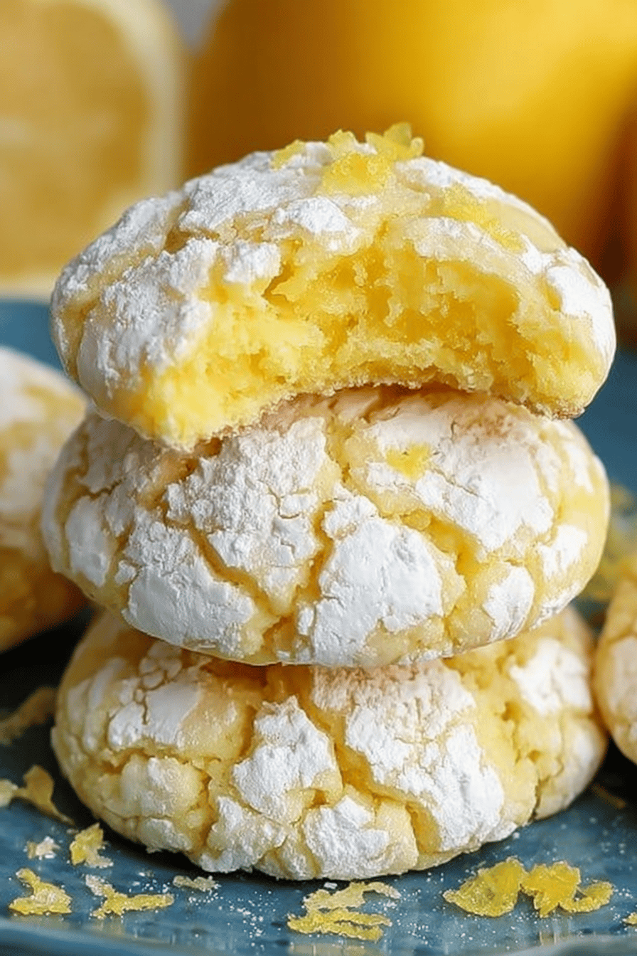 Lemon Crinkle Cookies Recipe Using Just 4 Simple Ingredients slice on plate showing perfect texture and swirl pattern