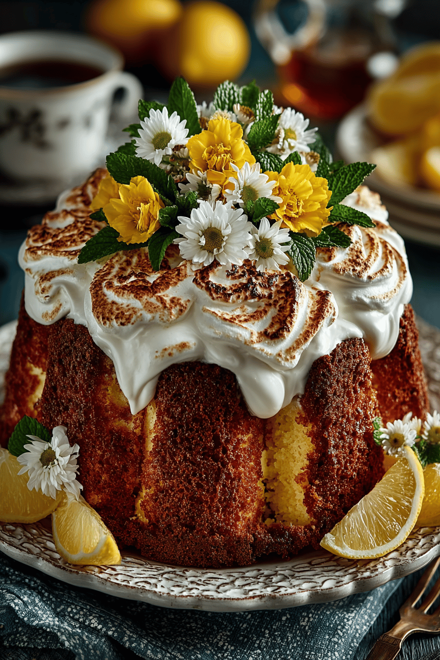 Lemon Meringue Angel Cake Recipe ingredients organized and measured on kitchen counter