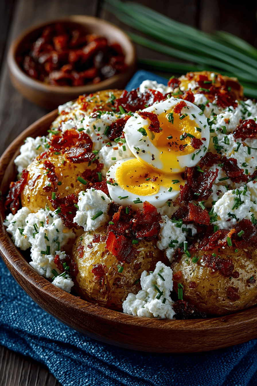 Loaded Baked Potato Salad Recipe ingredients organized and measured on kitchen counter
