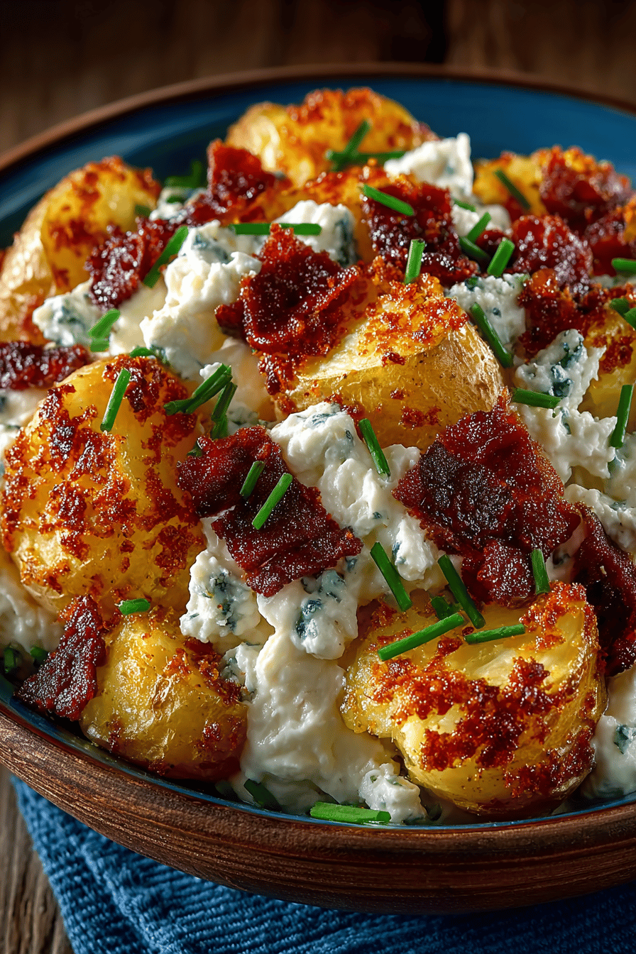 Loaded Baked Potato Salad Recipe final dish beautifully presented and ready to serve