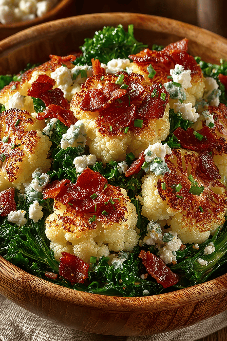 Loaded Cauliflower Salad Recipe A Low Carb Delight slice on plate showing perfect texture and swirl pattern