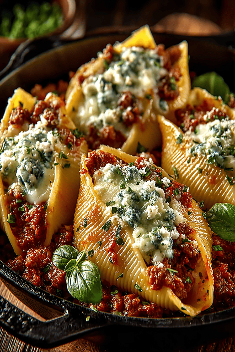 Meat Stuffed Pasta Shells Recipe final dish beautifully presented and ready to serve