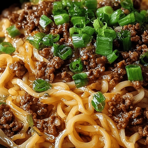 Mongolian Ground Beef Noodles Recipe