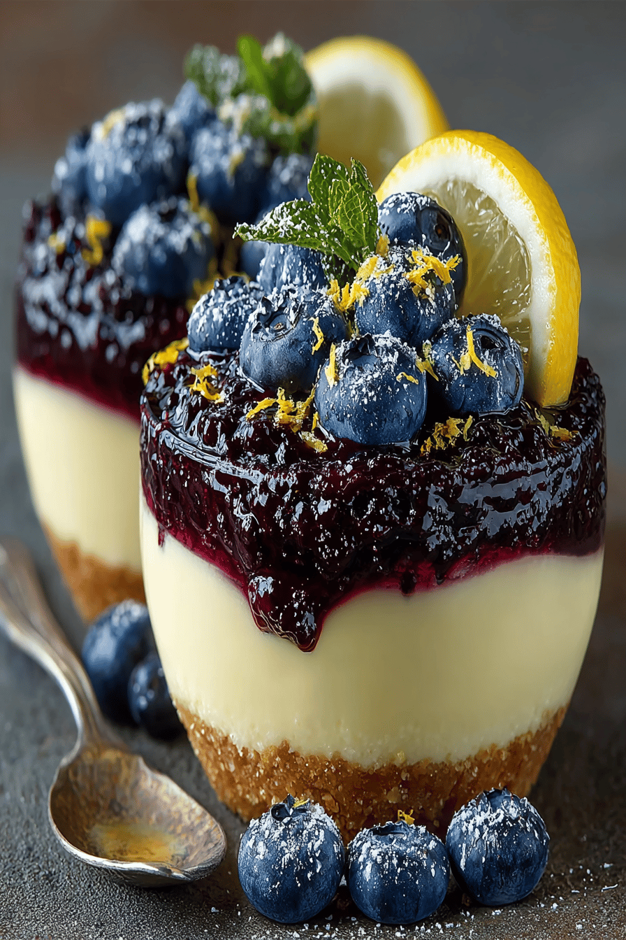 No-Bake Lemon Blueberry Dessert Recipe slice on plate showing perfect texture and swirl pattern