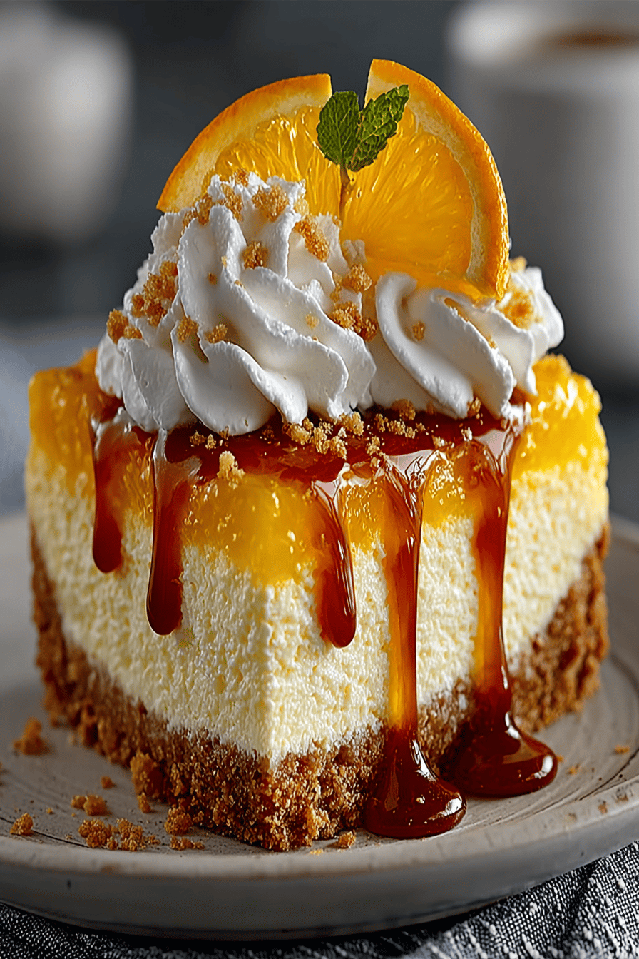 No-Bake Orange Creamsicle Cheesecake Recipe slice on plate showing perfect texture and swirl pattern