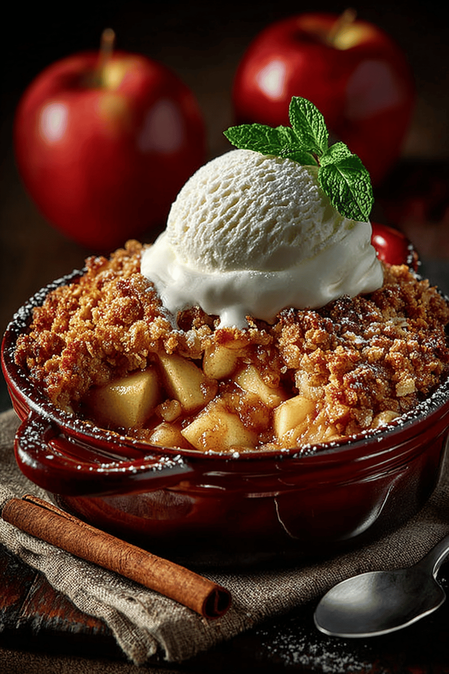 Old-Fashioned Apple Crisp Recipe slice on plate showing perfect texture and swirl pattern