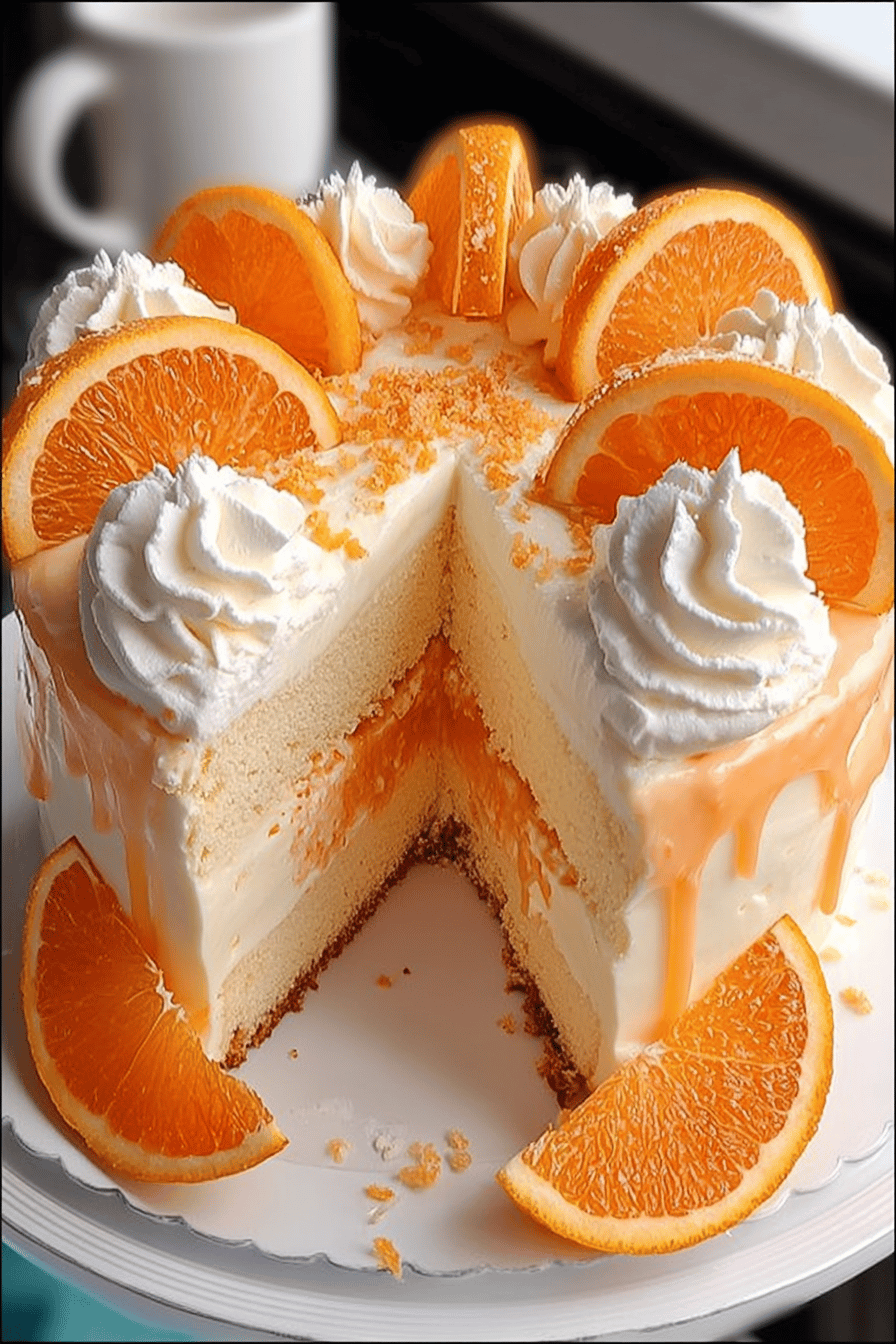 Orange Creamsicle Ice Cream Cake Recipe ingredients organized and measured on kitchen counter
