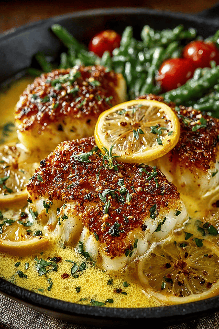 Pan-Fried Cod in Citrus Basil Butter Sauce Recipe final dish beautifully presented and ready to serve