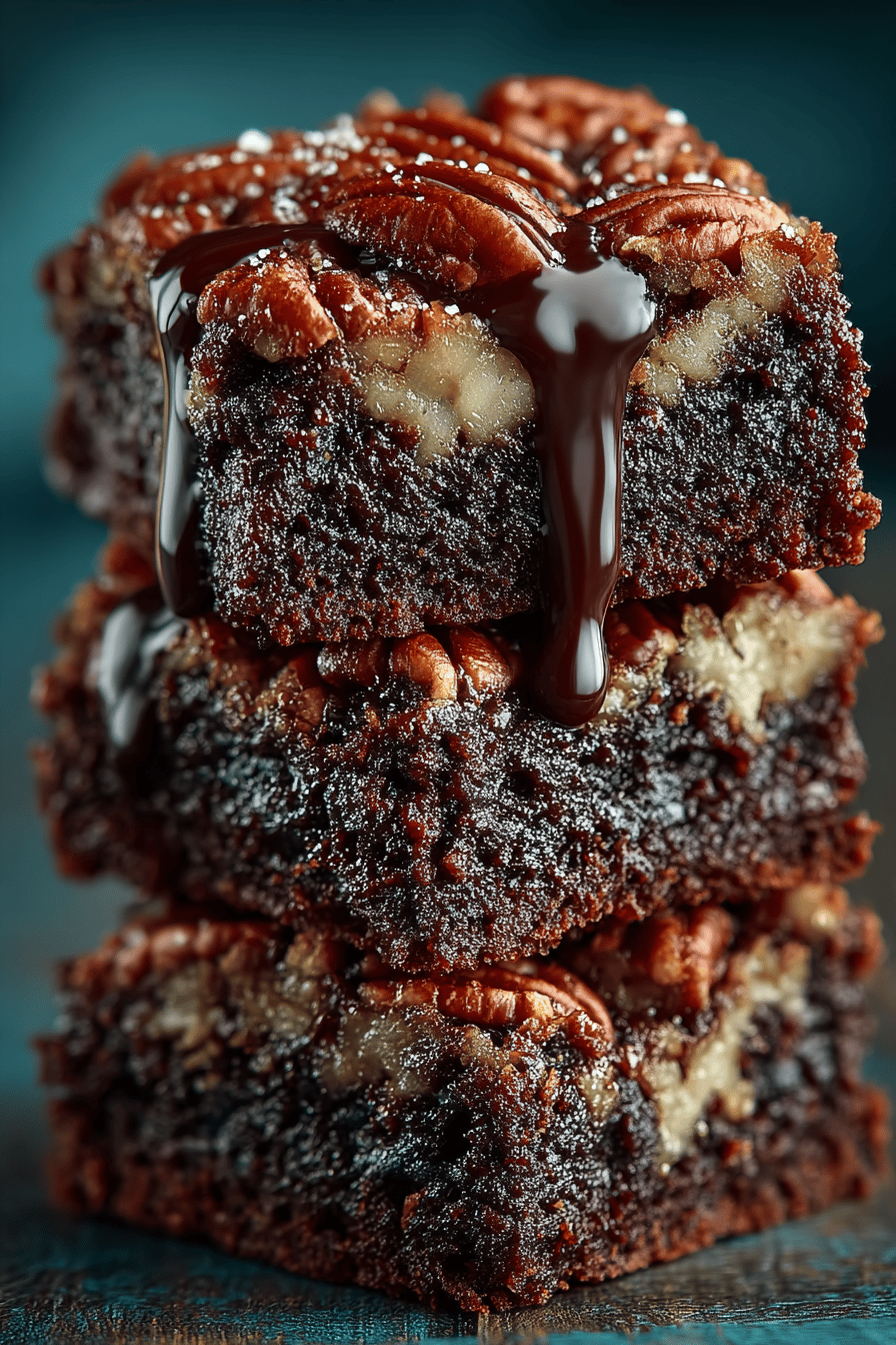 Pecan Pie Brownies Recipe A Decadent Dessert Combo slice on plate showing perfect texture and swirl pattern
