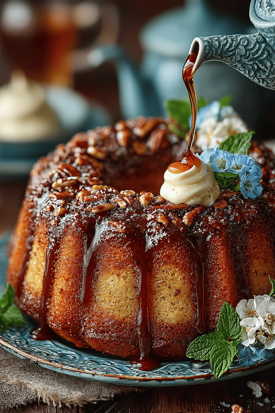 Pecan Upside-Down Bundt Cake Recipe final dish beautifully presented and ready to serve