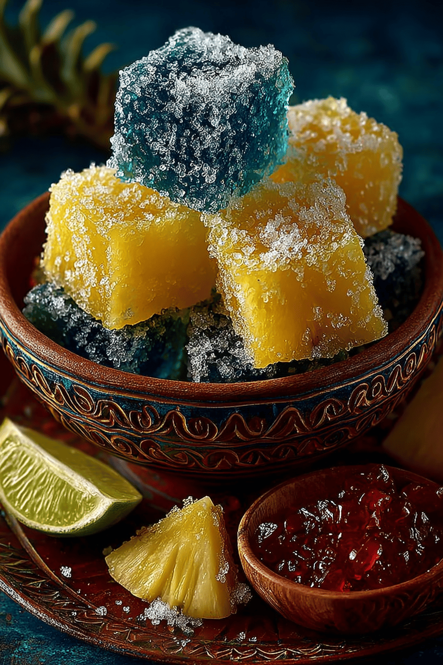 Pineapple Cowboy Candy Recipe Instructions slice on plate showing perfect texture and swirl pattern