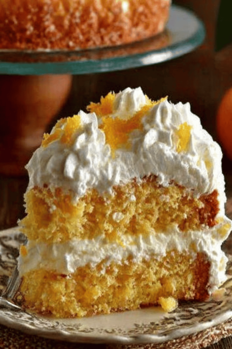 Pineapple Orange Sunshine Cake Recipe final dish beautifully presented and ready to serve